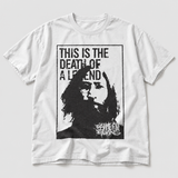 Lennon shirt front product photograph, AI-generated studio styling on light-gray background.