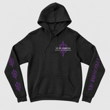 purgatorio hoodie product front: AI-generated studio mockup using original artwork on neutral light gray background.